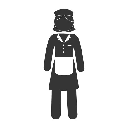 woman female waitress uniform apron service hair hat vector graphic isolated illustrationのイラスト素材