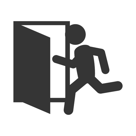 exit run door emergency escape sign icon vector graphic isolated illustrationのイラスト素材