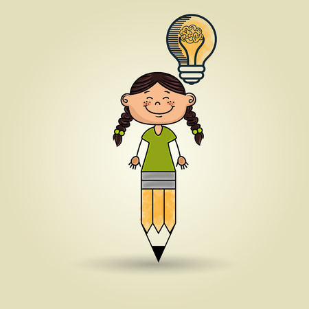 girl pencil idea icon vector illusration graphicのイラスト素材