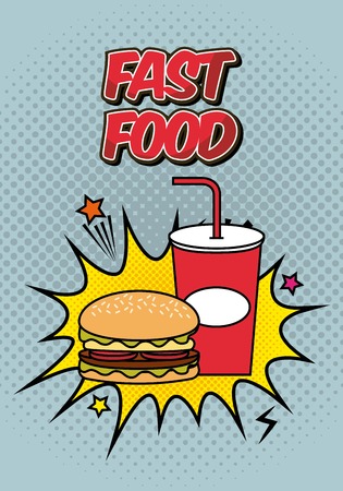 fast food pop art design, vector illustrationのイラスト素材