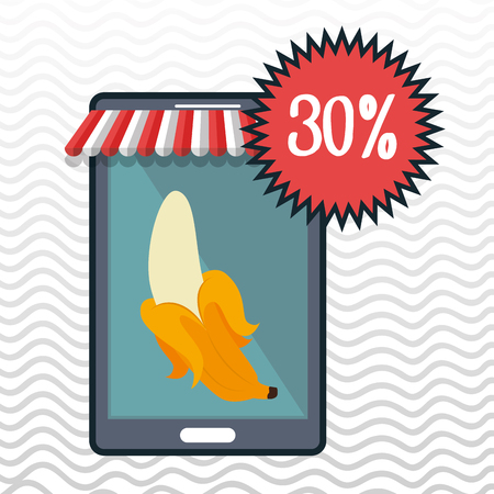 smartphone buy online fruit vector illustration graphicのイラスト素材