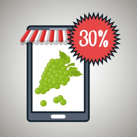 smartphone buy online fruit vector illustration graphicのイラスト素材