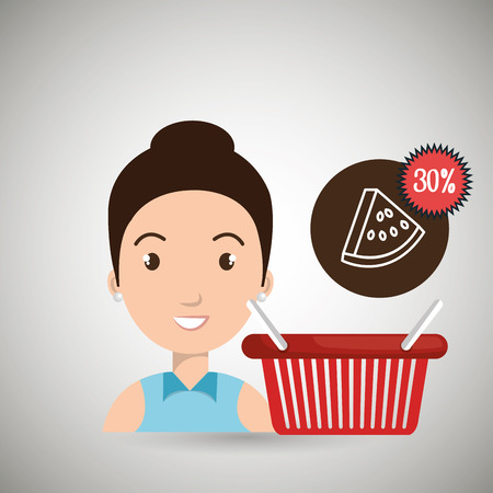 character buy discount fruit vector illustration graphicのイラスト素材