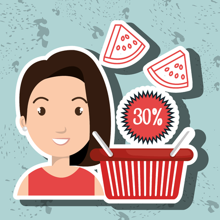character buy discount fruit vector illustration graphicのイラスト素材