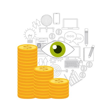 money coin icon design, vector illustrationのイラスト素材