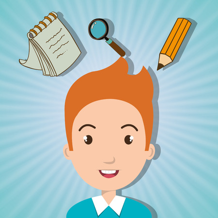 student pencil notepad search vector illustration graphicのイラスト素材