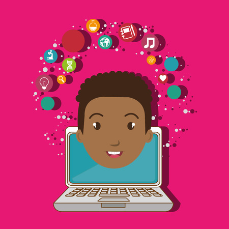 student laptop idea school vector illustration graphicのイラスト素材