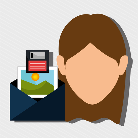 woman envelope links photo vector illustration graphicのイラスト素材