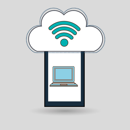 smartphone wifi service internet vector illustration graphicのイラスト素材