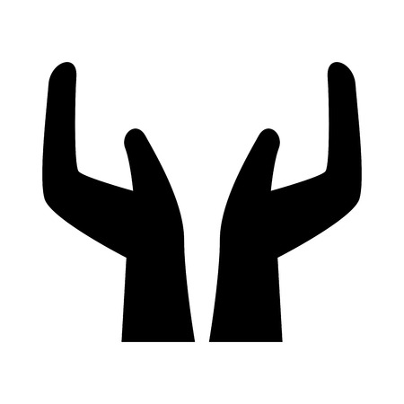 hand open up cupping two pray finger silhouette  vector  isolated illustrationのイラスト素材