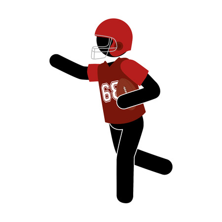 american football player playing ball helmet pose vector  isolated and flat illustrationのイラスト素材