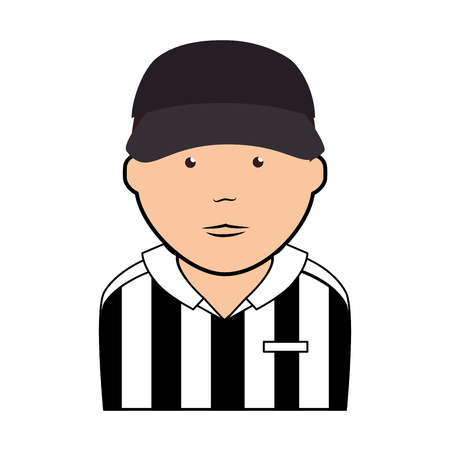 referee man male uniform striped hat face game sport  vector  isolated and flat illustrationのイラスト素材