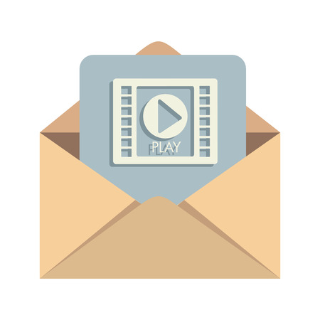 message media video mail inbox open play  vector  illustration isolatedのイラスト素材
