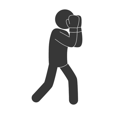 man boxing punch exercise training pose gloves combat vector illustration isolatedのイラスト素材
