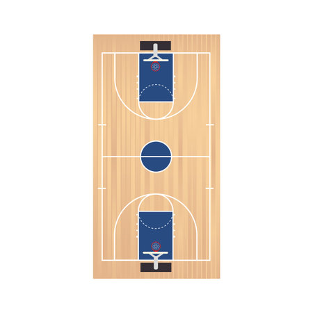 basketball court top field sport game team view planning vector illustration isolatedのイラスト素材