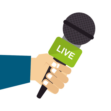live microphone report press journalism reporter hand vector illustration isolatedのイラスト素材