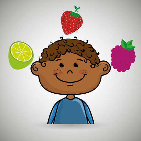 boy fruit food healthy vector illustration graphicのイラスト素材