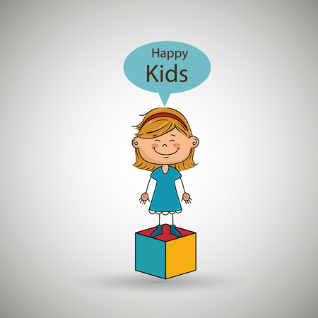 girl kids happy cube icon vector illustration graphicのイラスト素材