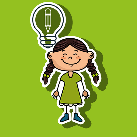 girl idea gears icon vector illustration graphicのイラスト素材