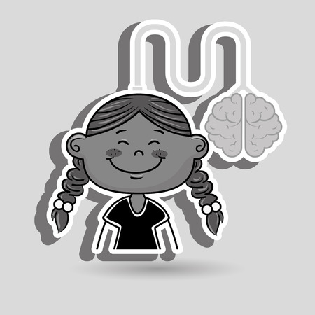 girl kid brain cable idea vector illustration graphicのイラスト素材