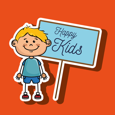 boy kids happy poster vector illustration graphicのイラスト素材
