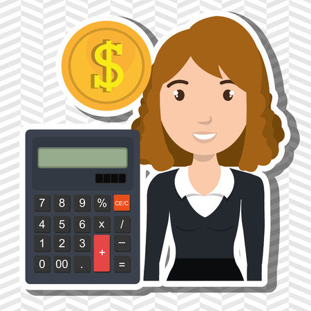 woman calculator coins dollar vector illustration graphicのイラスト素材