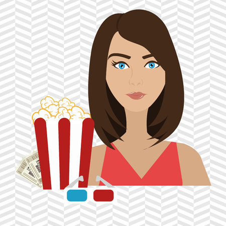 woman movie video theater vector illustration graphicのイラスト素材