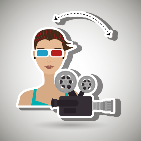 woman movie video theater vector illustration graphicのイラスト素材