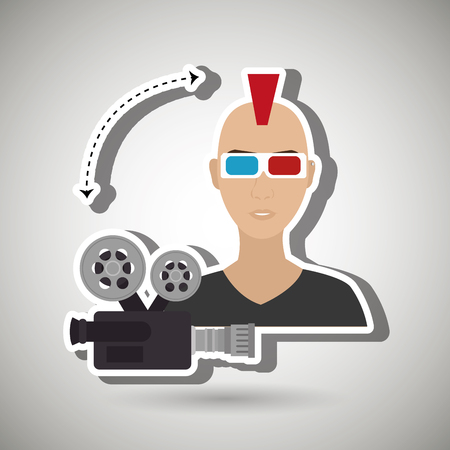 man movie video theater vector illustration graphicのイラスト素材