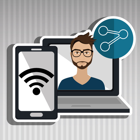 character laptop cellphone app vector illustration graphicのイラスト素材