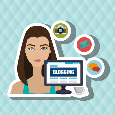 woman blogs web vector illustration graphicのイラスト素材