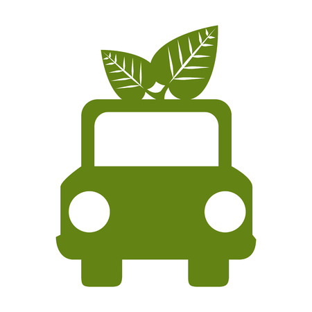 car green leaves ecology front auto environmental bio nature vector illustrationのイラスト素材