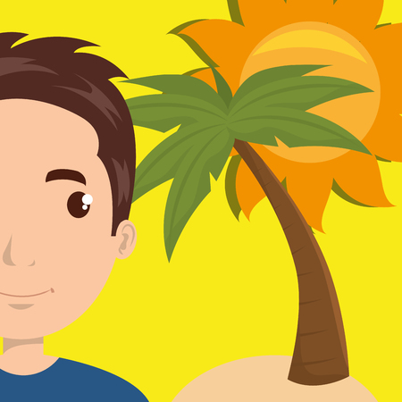 man sun palm beach vector illustration  designのイラスト素材