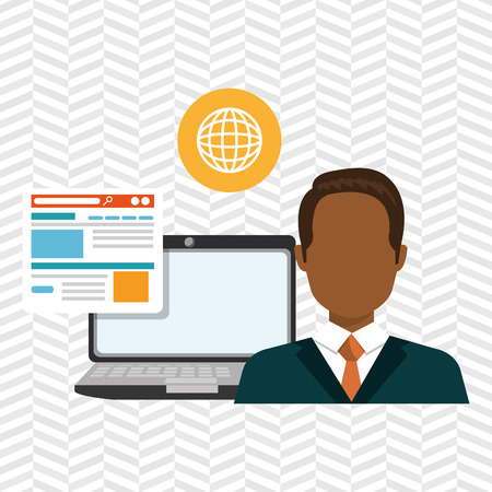 man laptop email document vector illustration designのイラスト素材