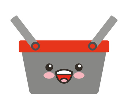 shopping basket character isolated icon vector illustration design kawaiiのイラスト素材