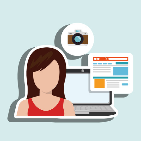 woman laptop email document vector illustration designのイラスト素材