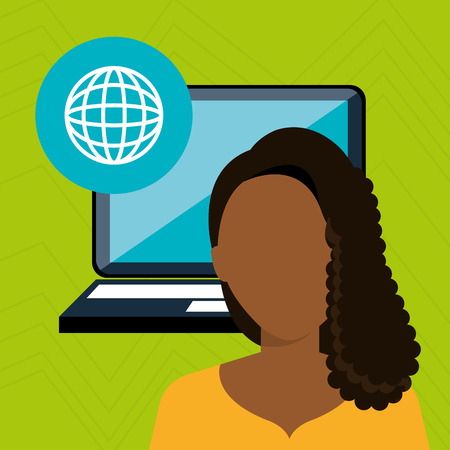 woman laptop wifi icon vector illustration designのイラスト素材
