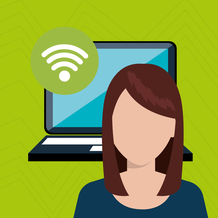 woman laptop wifi icon vector illustration designのイラスト素材