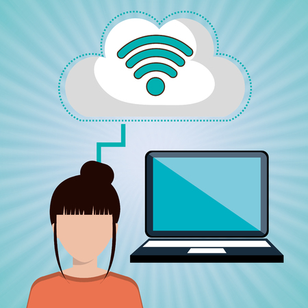 woman laptop group web vector illustration designのイラスト素材