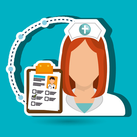 woman medical staff clipboard vector illustration designのイラスト素材