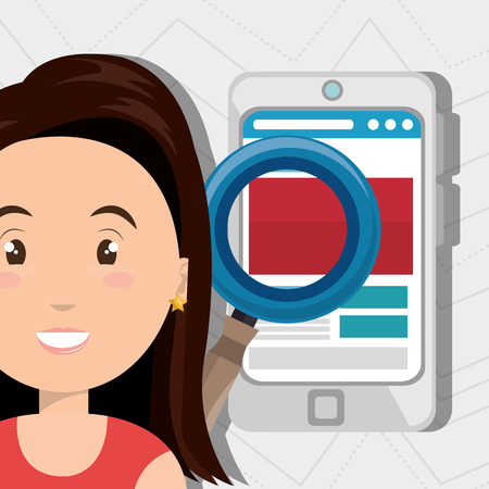 woman smartphone search new vector illustration designのイラスト素材