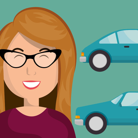 woman car vehicle transport vector illustration designのイラスト素材