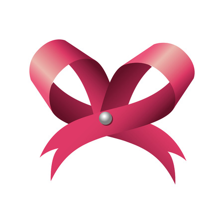 ribbon bow color pink decoration gift vector illustrationのイラスト素材