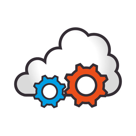 cloud computing and data digital technology gears configuration vector illustrationのイラスト素材