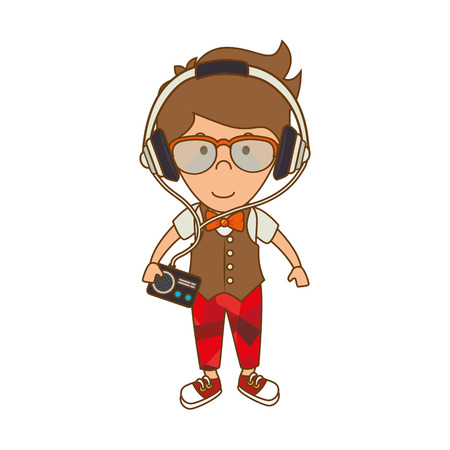 boy man wearing glasses hipster fashion lifestyle vector illustrationのイラスト素材