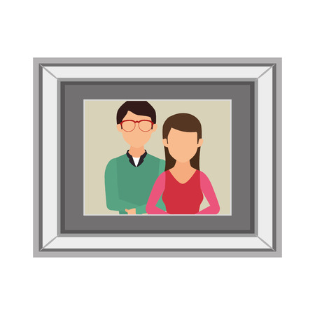Photo cards with family couple portrait photography vector illustrationのイラスト素材