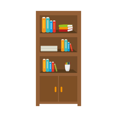 office furniture library bookshelf books furniture object vector illustrationのイラスト素材