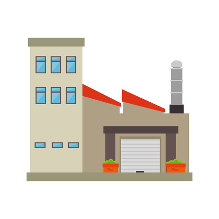 Factory building and industry plant equipment vector illustrationのイラスト素材