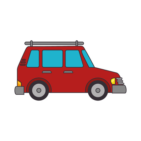 car red suv transport vehicle automobile  auto vector illustrationのイラスト素材
