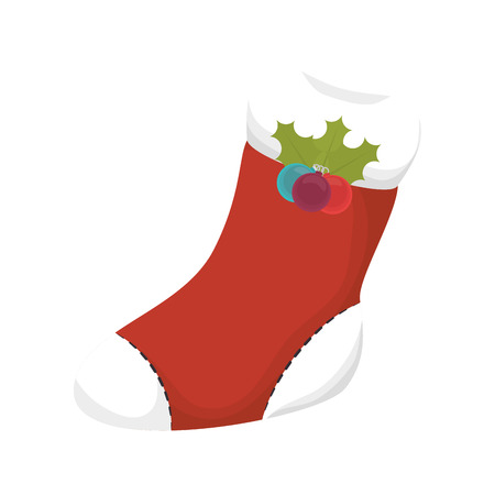 red sock bag christmas season decoration object vector illustrationのイラスト素材